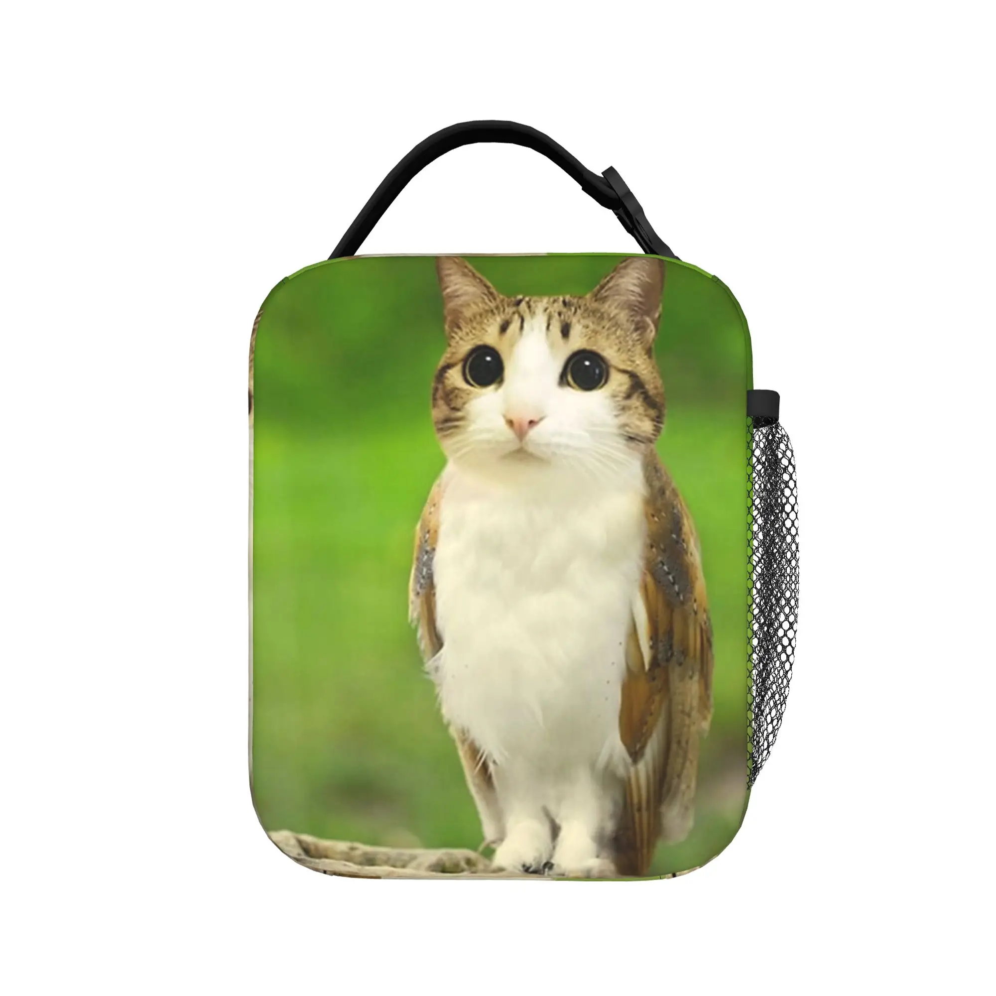 Meowl Brainrot Funny Meme Cat Owl Funny Cursed Lunch Bag  Cute Lunch Box For Adult Office Convenient Cooler Bag Tote Food Bags