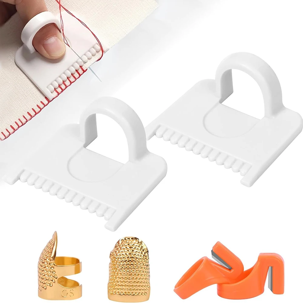 

2PCS Sewing Guide Template Kit for Stitching & Sewing Thimble Finger Protector & Sewing Ring Knife Precision Measuring Tool