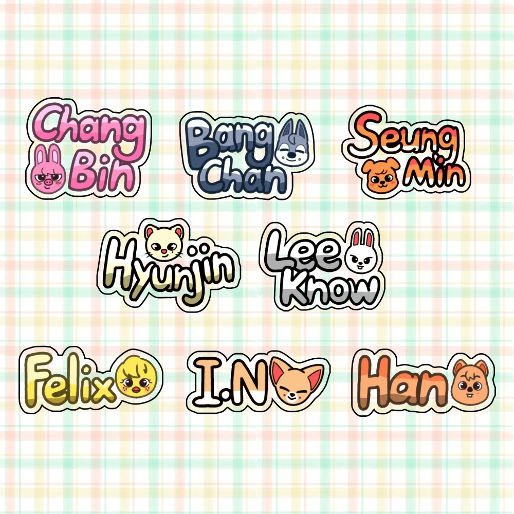 

Skz Cute Animal Image Cartoon Style Pins Brooches Kpop Name Accessories Fan Gifts Stray Goods Felix Leekonw Hyunjin Seungmin I.N