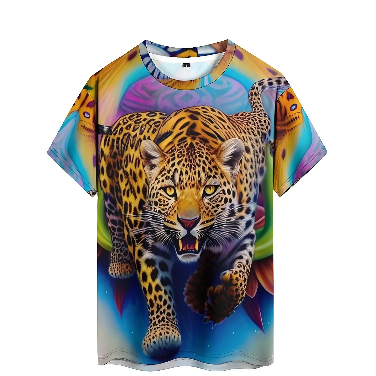 Men's Fun Animal Pattern 3D Printed Short Sleeve T-shirt Street Trend Fashion Casual Loose Design High Quality Party Festival G