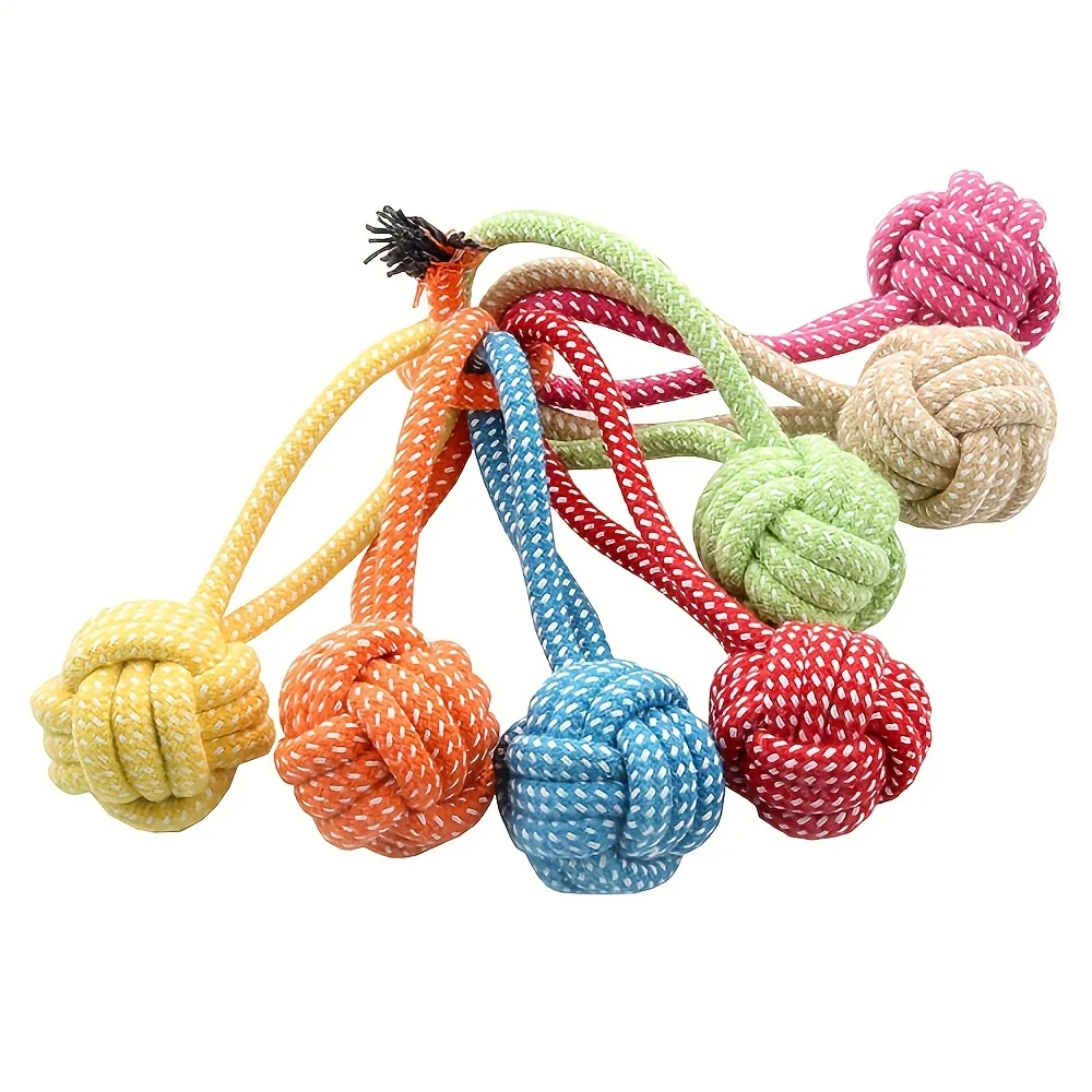 1pcs Random Color Interactive Cotton Rope Puppy Tug Toys Ball For Dogs Accessories Toothbrush Chew Durable Supply