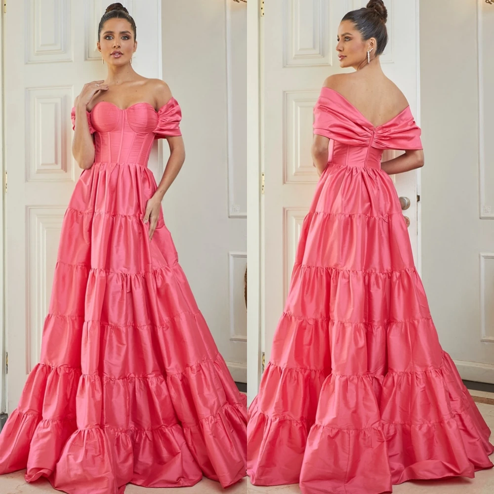 Aangepaste moderne lieverd avondjurk luxe off-the-shoulder homecoming-jurken temperament satijn op maat gemaakte gelegenheidsjurken