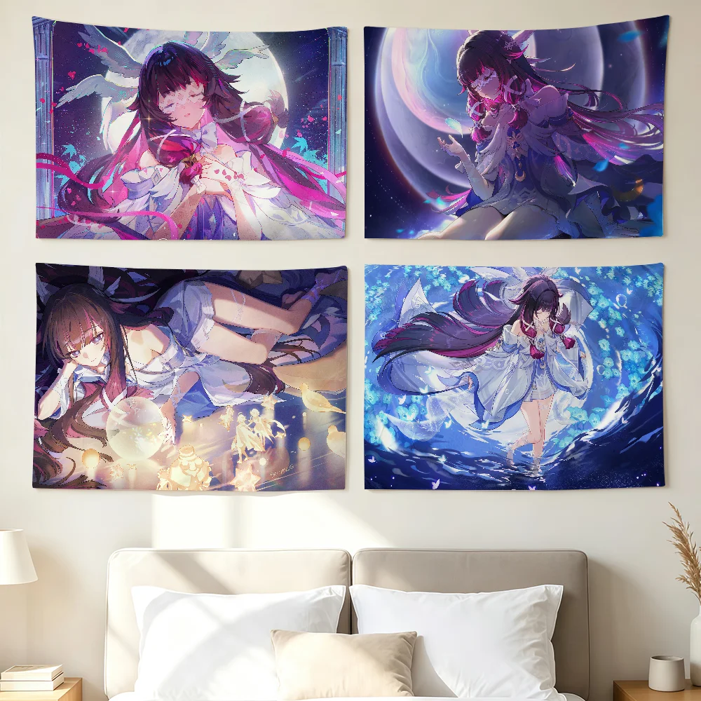 Game Genshin Impact Columbina Flag Wall Decorations Home Decor Suitable For Living Rooms Bedrooms Dormitories Parties Holidays
