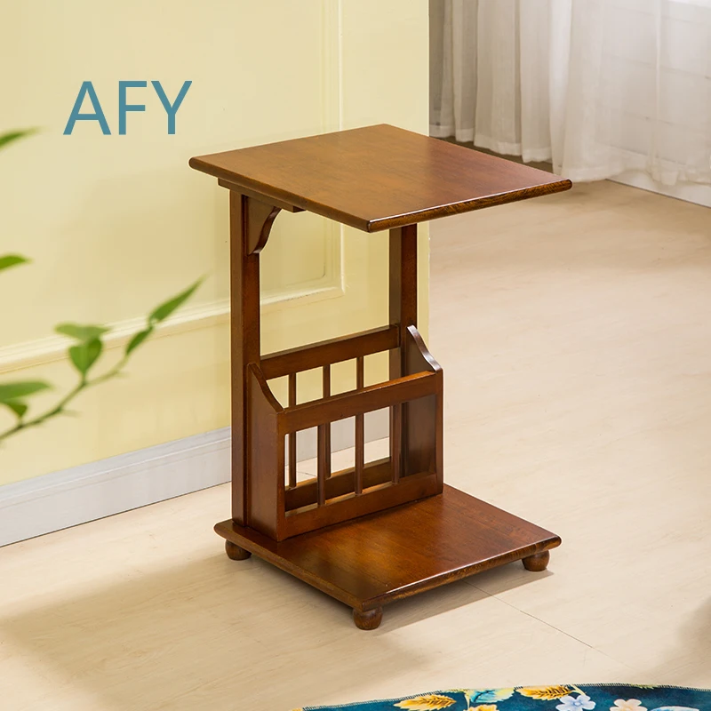 Modern Minimalist Side Table for Room Sofa Balcony Office Home Use Solid Wood C Shaped Coffee Table with Wheels Mini Storage