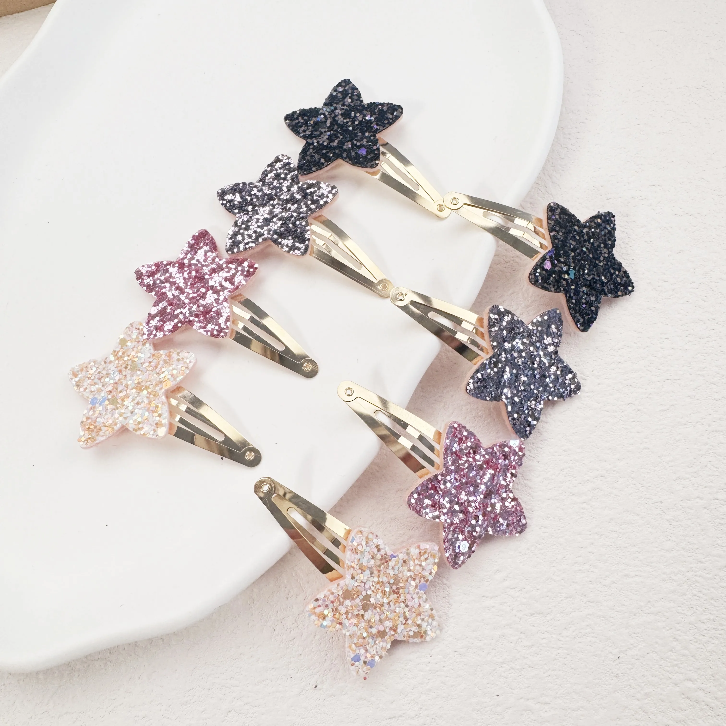 2/8pcs Sparkly Star Hair Clips Kids Glitter Star Shaped Hairpins Girls Alloy Snap Barrettes Clips Kids Children Hair Accessories