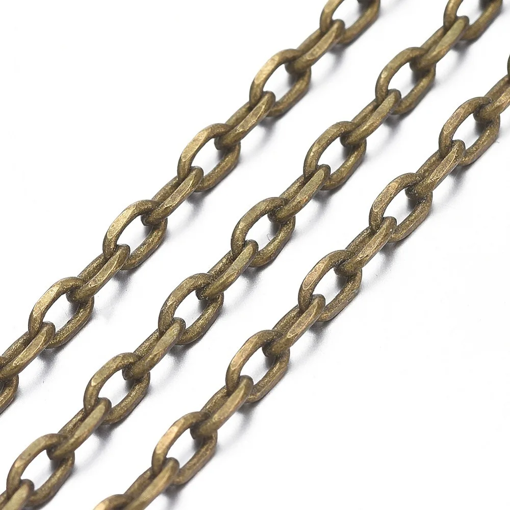 

10ms Brass Cable Chains Cut Chains Unwelded Faceted Oval Cadmium Free & Nickel Free & Lead Free Bronze 5x2.8x0.8mm