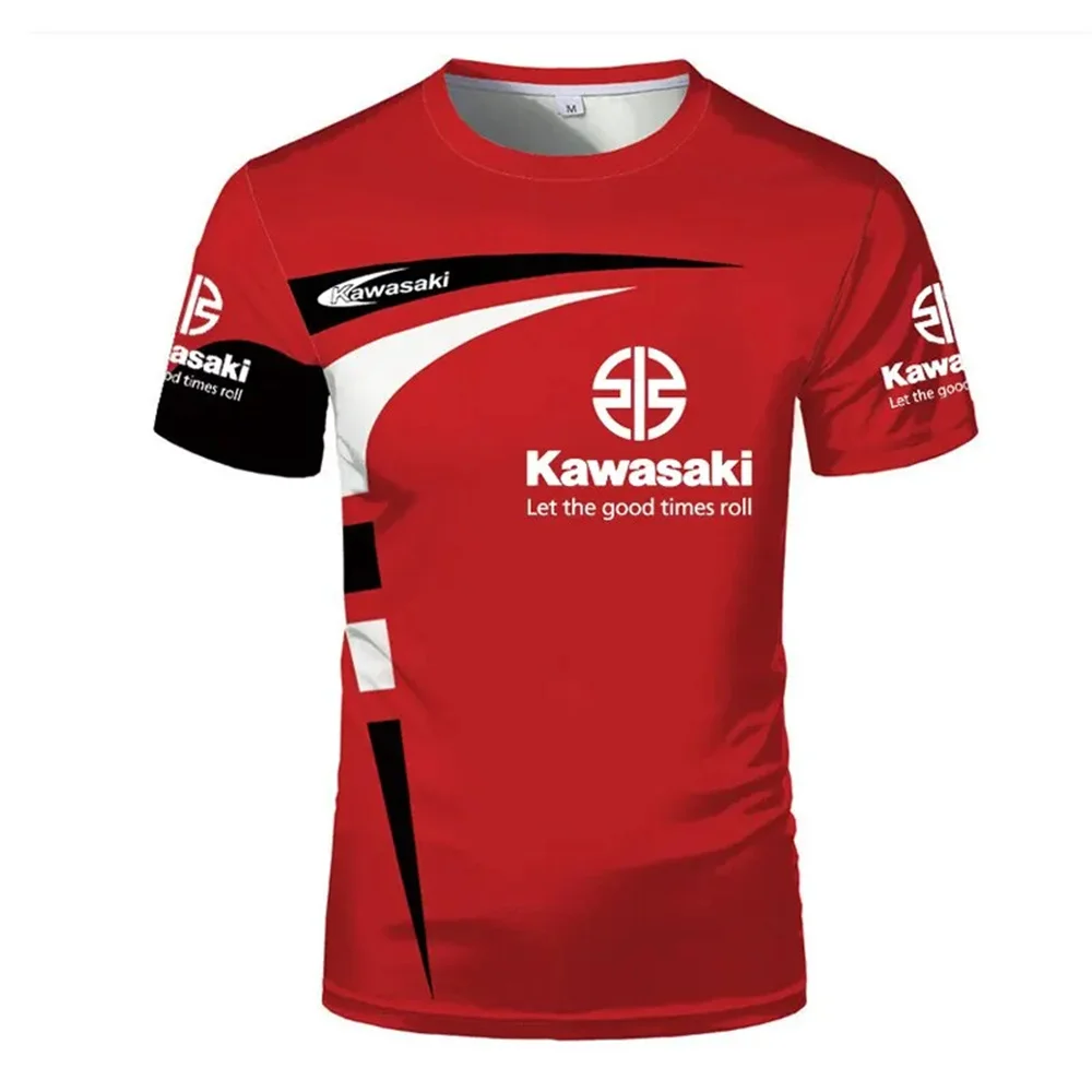 

Летняя новинка Kawasaki 2025 года, повседневная дышащая быстросохнущая футболка с круглым вырезом Racer, впитывающая пот, футболка для уличных видов спорта