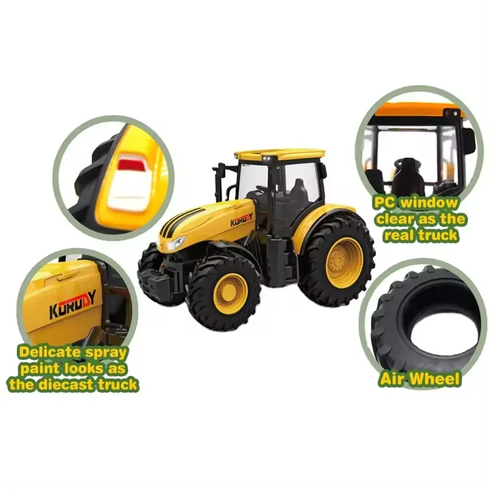 Scene Simulation Farmer Truck Toys for Boys 1/24 Inertia Farmer\'s Combined Soil Preparation Vehicle For Kids Toy Children\'s Days