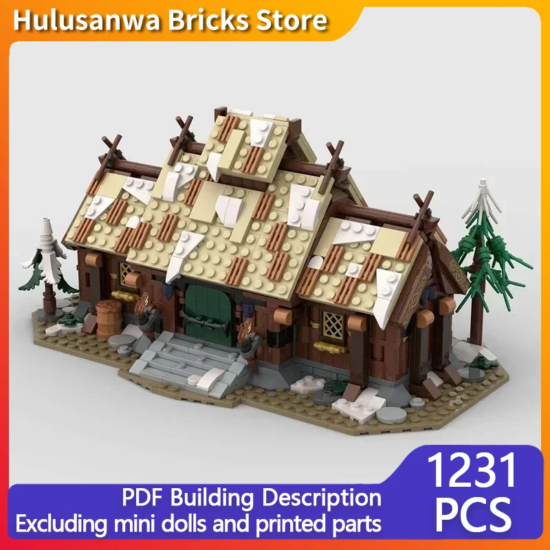 City Street View Model MOC Building Bricks Vikings House of the Jarl Modular Technology Gift Holiday Assemble Children Toys Suit