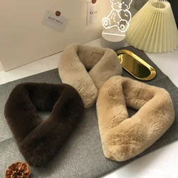 Women High Quality Real Fur Scarf Neckerchief Luxury Natural Rex Rabbit Fur Scarf Thick Warm Winter Fur Muffler