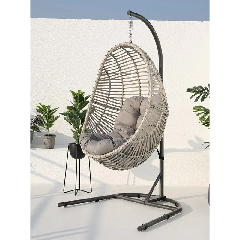 High Profit Swing Suspended Wicker Chair Suspended Garden Chair, Adult Size Rattan Black Flower Egg Swing Chair Indoor