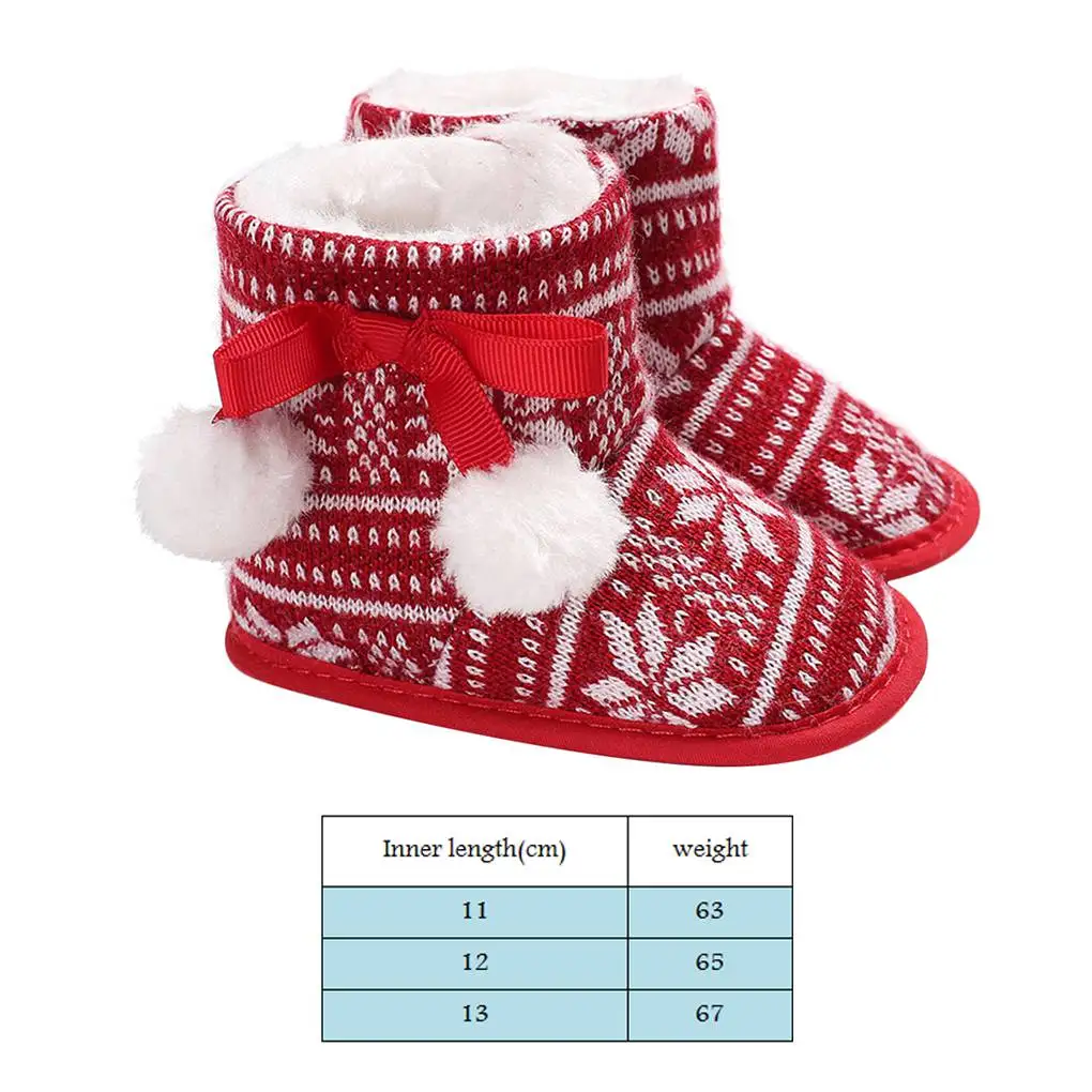 Infant Baby Girls Boys Warm Boots First Walkers Shoes Toddler Pom Pom Ball Winter Flower Boots Shoes