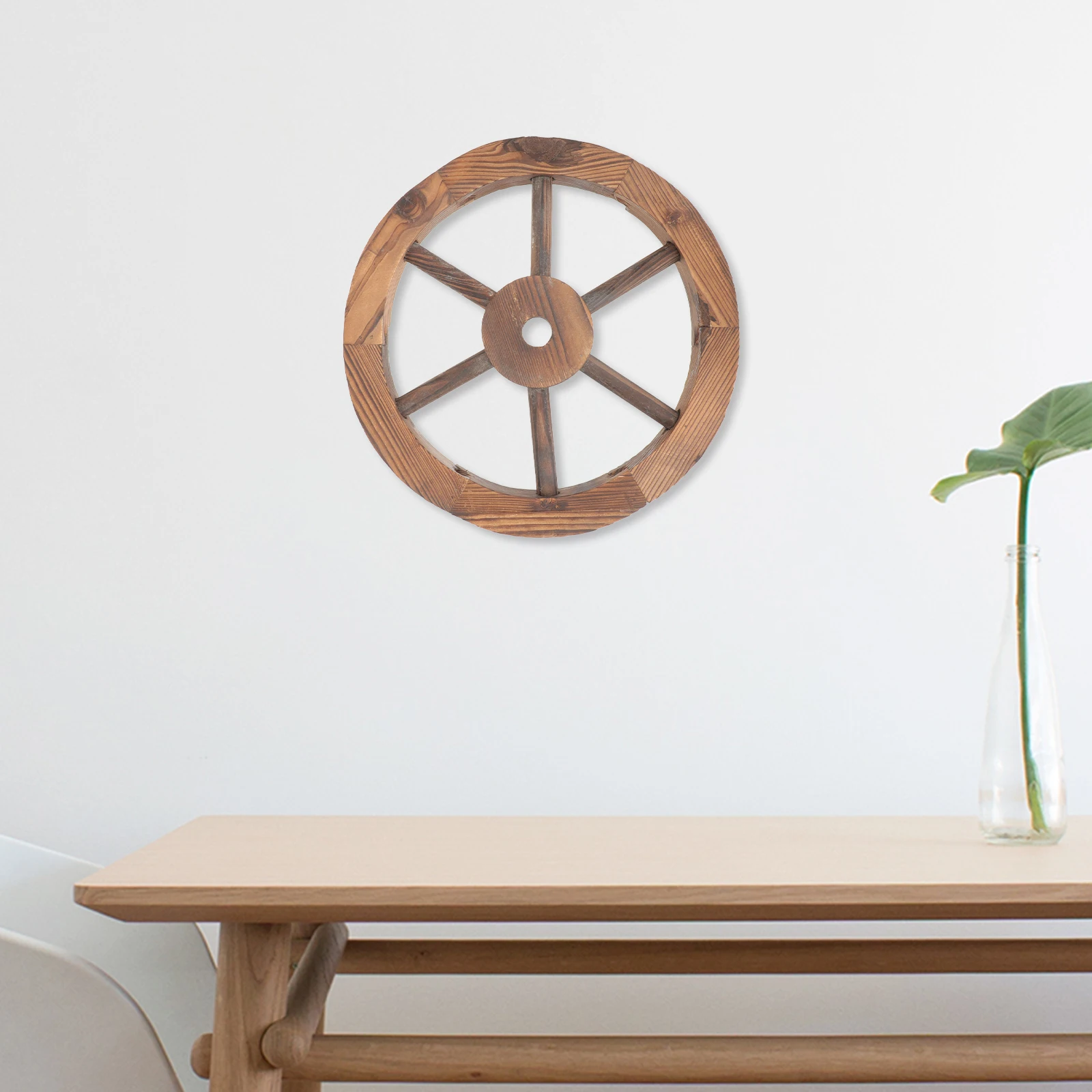 

Wooden Wall Art 13 8 Inches Diameter Home Decor Vintage Style Room Garden Balcony nament Wooden Wheel Decorative