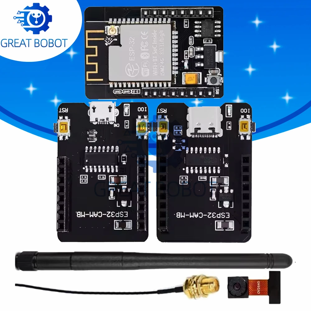 BS ESP32-CAM-MB ESP32-CAM WiFi + módulo Bluetooth Placa de desarrollo de módulo de cámara ESP32 con módulo de cámara OV2640 2MP para Arduino