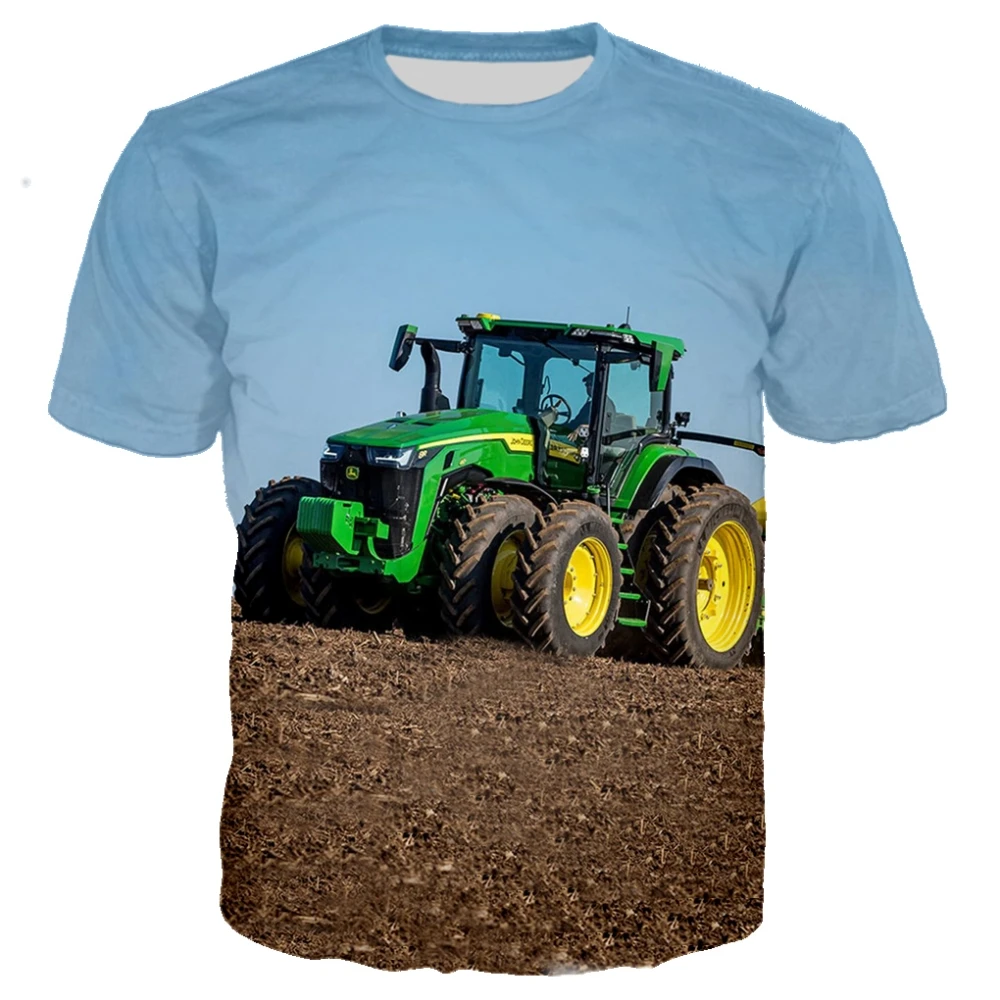 

Fashion Men's T Shirts Tractor 3D Print Outdoor Casual Short Sleeve Street Loose Breathable Round Neck Top Men's Clothing