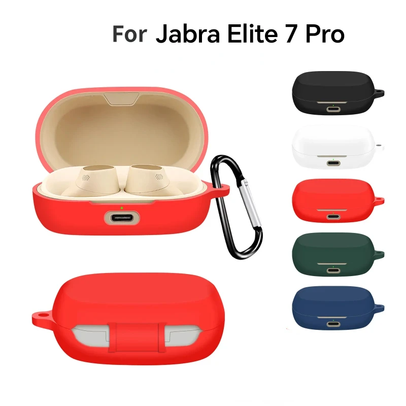 Bluetooth Earphone Silicone Soft Cover for Jabra Elite 7 Pro Case Shockproof Protective with Hook Anti Fall Shell Accessories