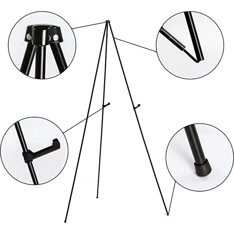 2 Pack Wedding Sign Display With Bag Foldable Portable Stand Adjustable Metal Easel Tripod Black