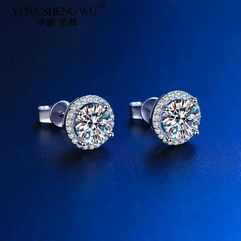 مويسانيتي S925 أقراط فضية للنساء 1Ct الفاخرة مزاجه التعميم أقراط بسيطة هدية عيد الزفاف المشاركة #3