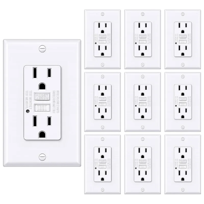 

Розетка GFCI 15 А, розетка GFI с LED-индикатором, защита от утечки тока в землю, без защиты от несанкционированного доступа, белая.