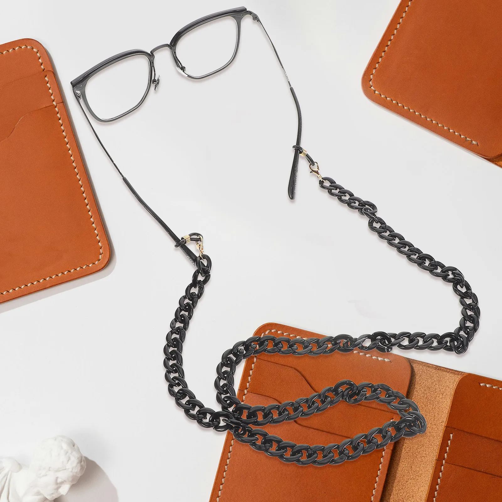 1 قطعة سلسلة النظارات الاكريليك المضادة للانزلاق أسود أنيق معلق حبل متعدد الوظائف قناع حزام النظارات سلسلة قناع الاكريليك