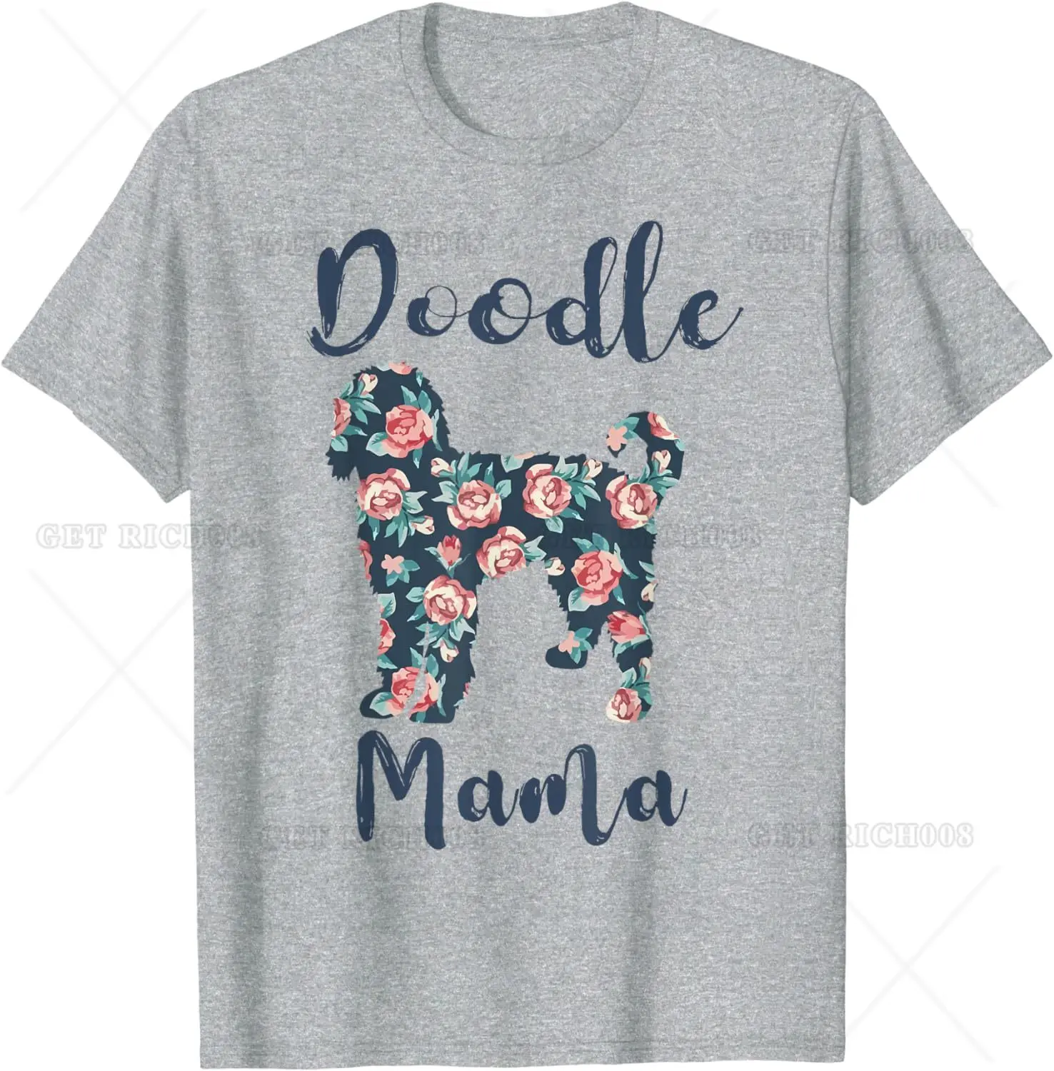 Vintage Ros Floral Golden Doodle Mom Shirt Pet Mama Gift Women T-Shirt Cotton Short Sleeve Home Clothing Outdoor