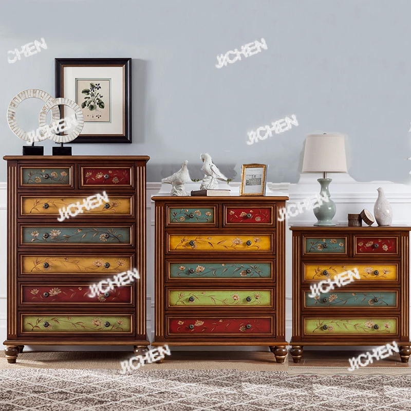 

Шкаф-ведро из массива дерева, входной шкаф в европейском стиле, прикроватная тумбочка с пятью ведрами, шкаф с ящиком для хранения и отделки