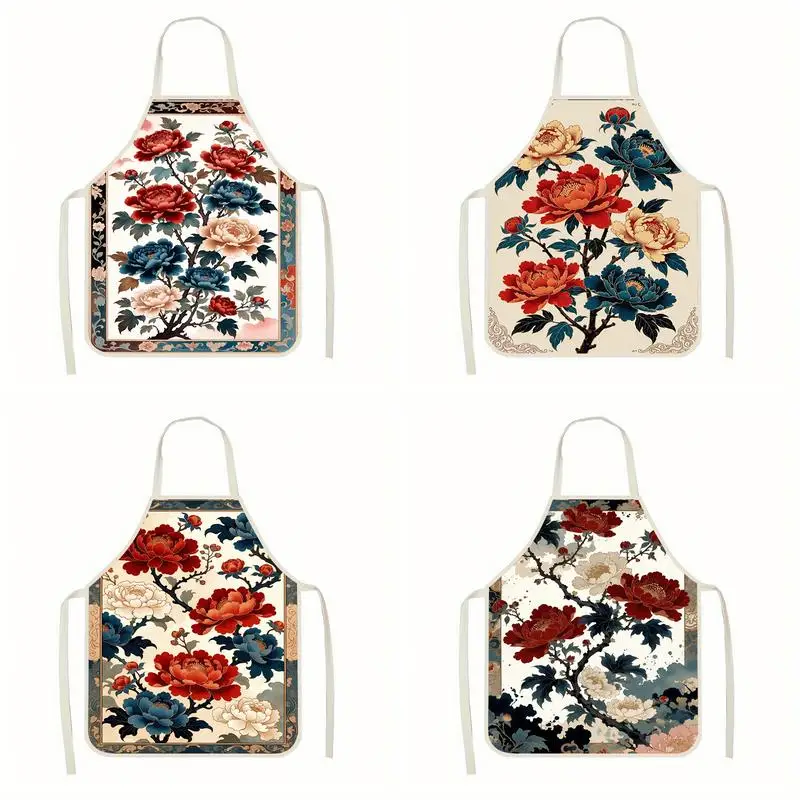 

Floral Pattern Apron Linen apron, suitable for kitchen cooking, parent-child interaction, painting and other scenarios