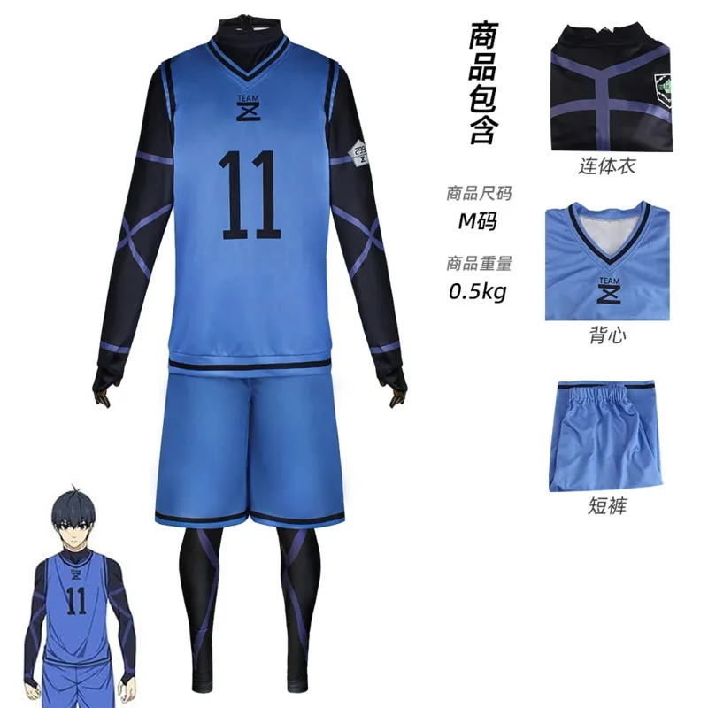 2025 novo anime azul bloqueio camisa clube de futebol roupas esportivas camiseta masculina isagi yoichi cosplay traje chigiri rensuke kunigami b ❤ ❤