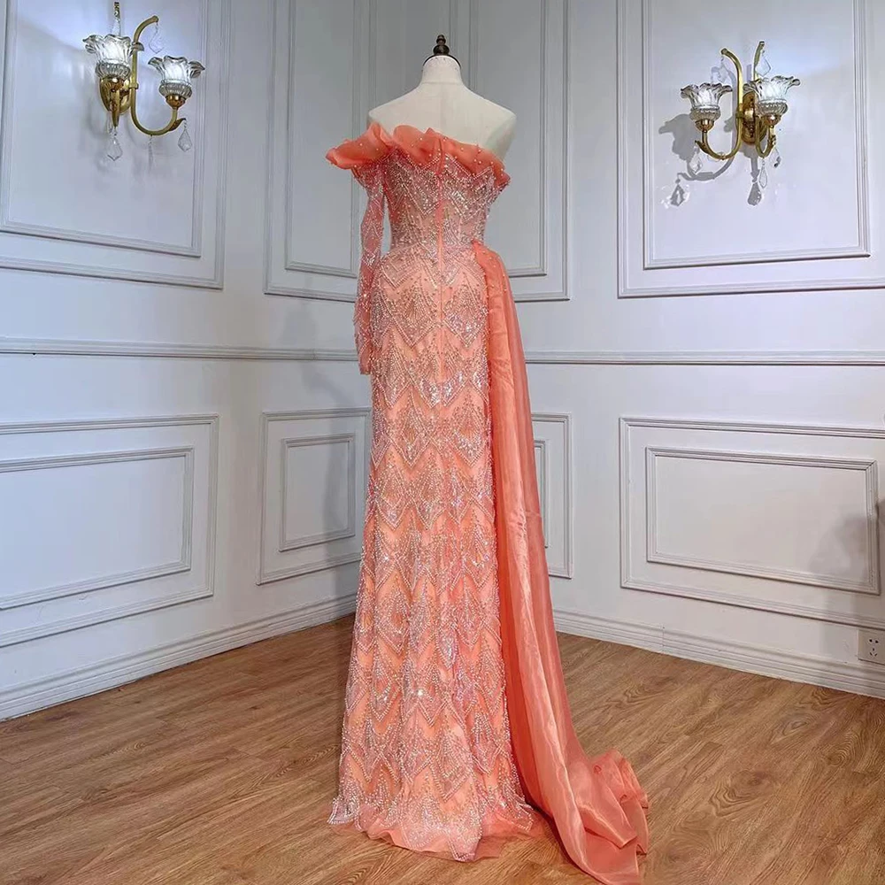 peach colored formal dresses Peach Maxi Dress With Embroidered Back and Button Detail main image 1