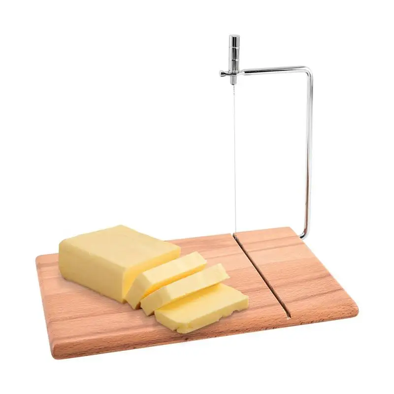 

Cheese Slicer Board Beechwood Cutting Block With Wire For Butter Ham Cutting Supplies Kitchen Accessories With A Handle For Bar