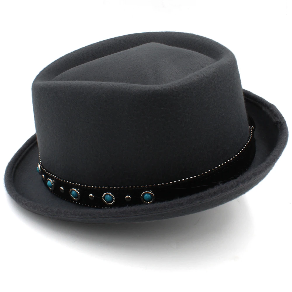 Sombreros de lana con diamantes para hombre y mujer, sombrero de Pie de cerdo, estilo callejero, clásico, talla US 7 1/4 UK L