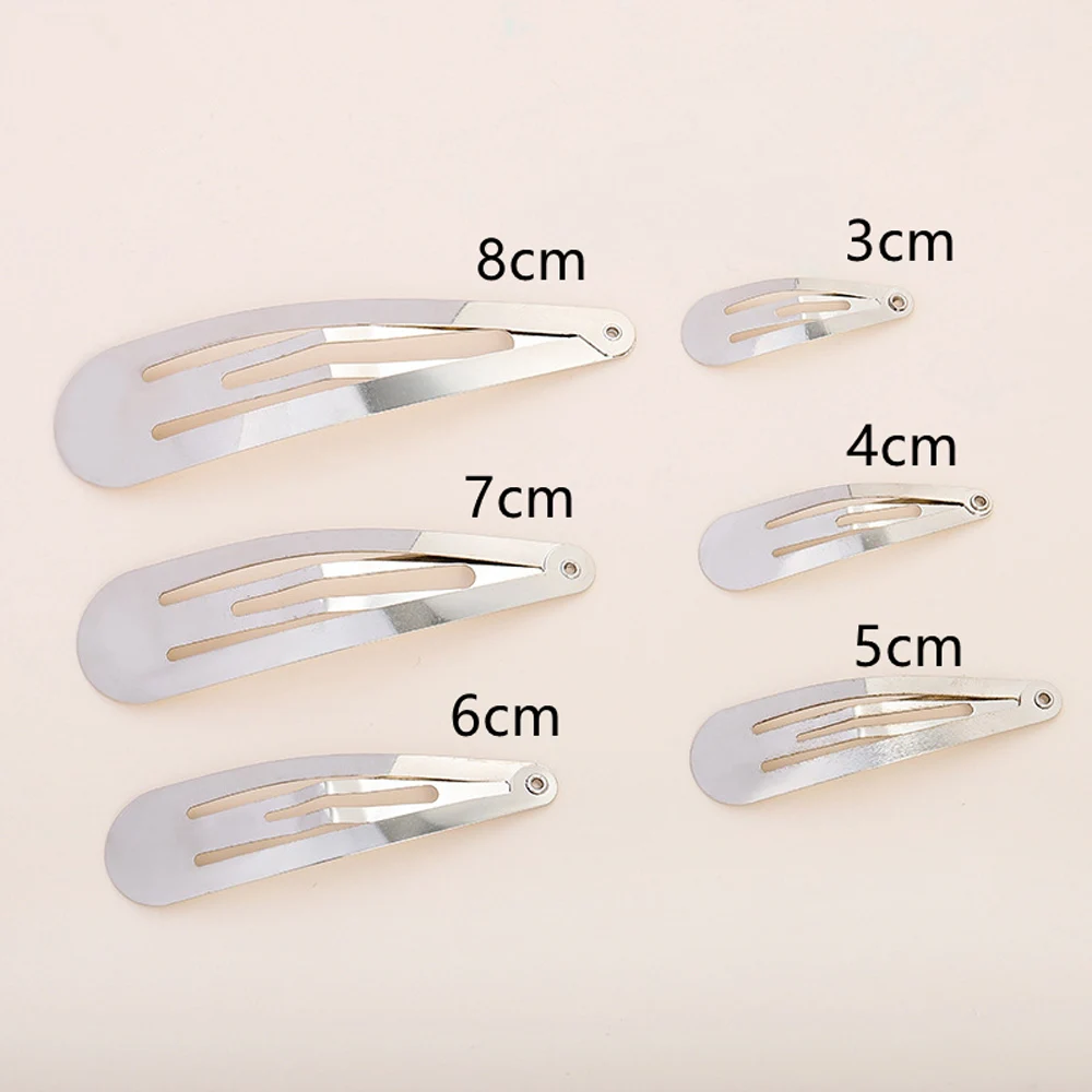 100Pcs 4cm 5cm 6cm 7cm 8cm Water Drop BB Hair Clip Gold Silver Black Snap Hairpins Barrettes for DIY Hair Accessories Headwear view 4