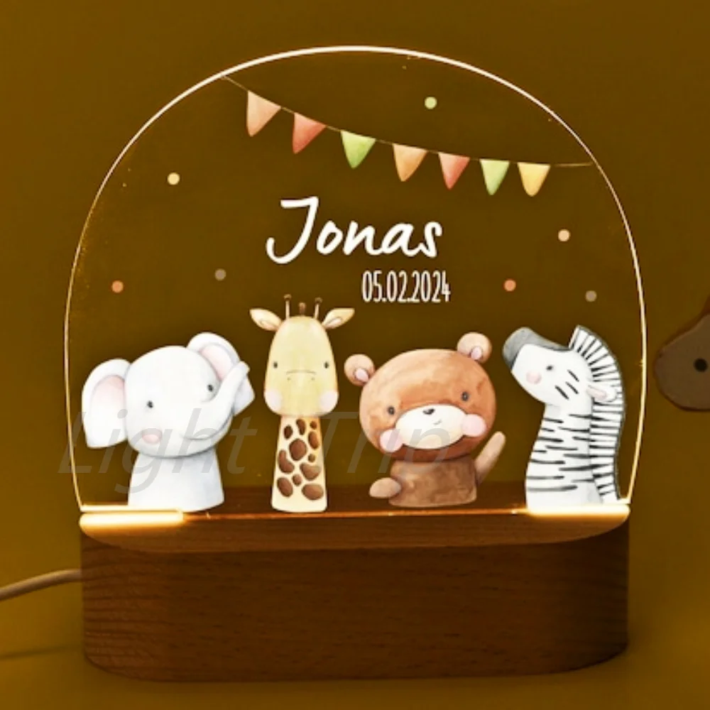 Lámpara de mesa Led creativa de animales, luces de noche acrílicas, luz nocturna para decoración de la habitación del hogar, regalo de cumpleaños