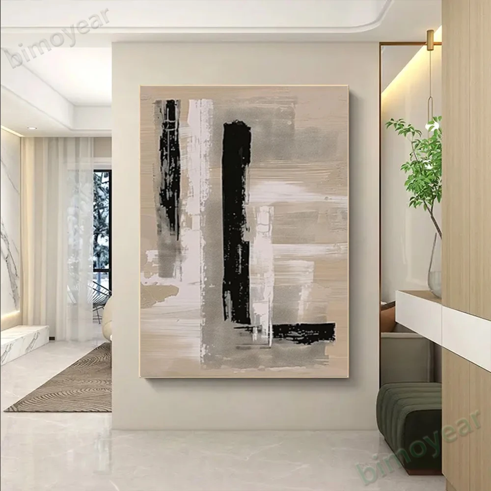 

100% hand drawn black and white abstract oil painting original wall painting home living room decoration paint interior aestheti