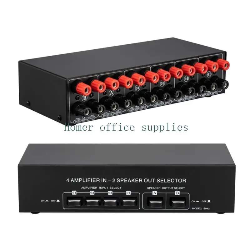 K43B 4 in 2 out Passive Power Amplifier Speaker Selector Selection Switch 300W for Each Channel