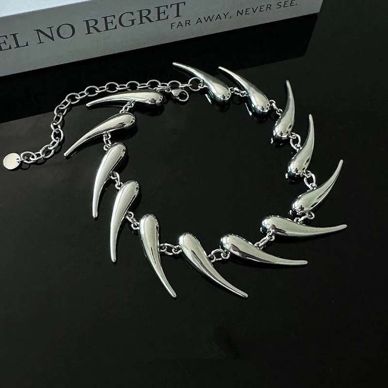 Stainless Steel Chains Rivet Choker Necklace for Men Women Hiphop Punk Neck Chains Short Collar Necklaces Wolf Tooth Jewelry New