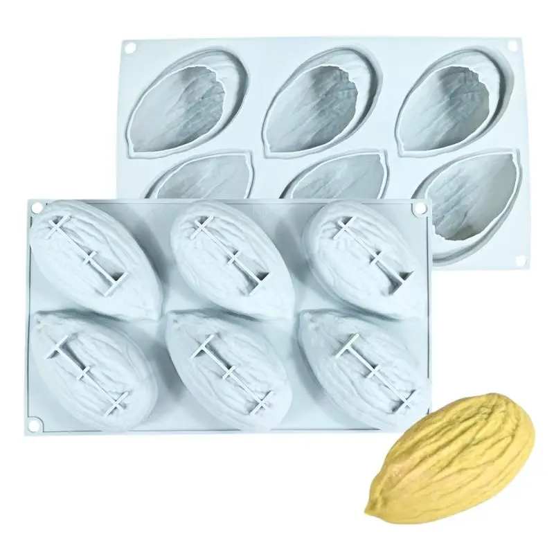 Silicone Cake Mold 6Cell Coffee Bean Pistachio Pecan Shape for Mousse Chocolate Dessert Baking Kitchenware Flexible Tray