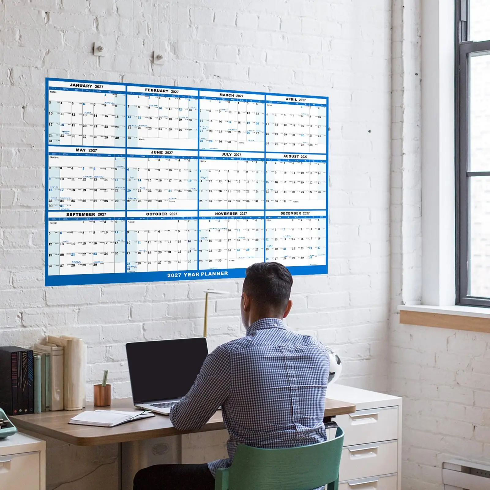 2027 Calendar Wall Wet And Dry Erase Laminated Reversible Planner 12 Month Wall Calendar For Organizing Planning Appointments