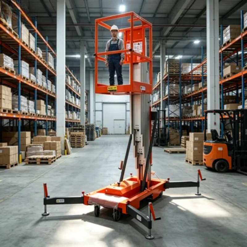 Electric Double-Column Aluminum Alloy Vertical Mast Lift Platform 200KG Capacity 4M Lifting Height New Indoor/Outdoor for High