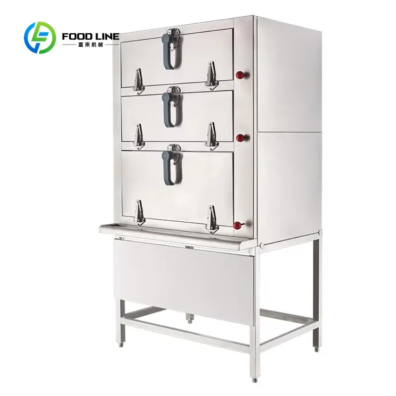 

Customized Stainless Steel Liquefied or Natural Gas Steam Cabinet Food Steamer for Food Heating or Food Processing