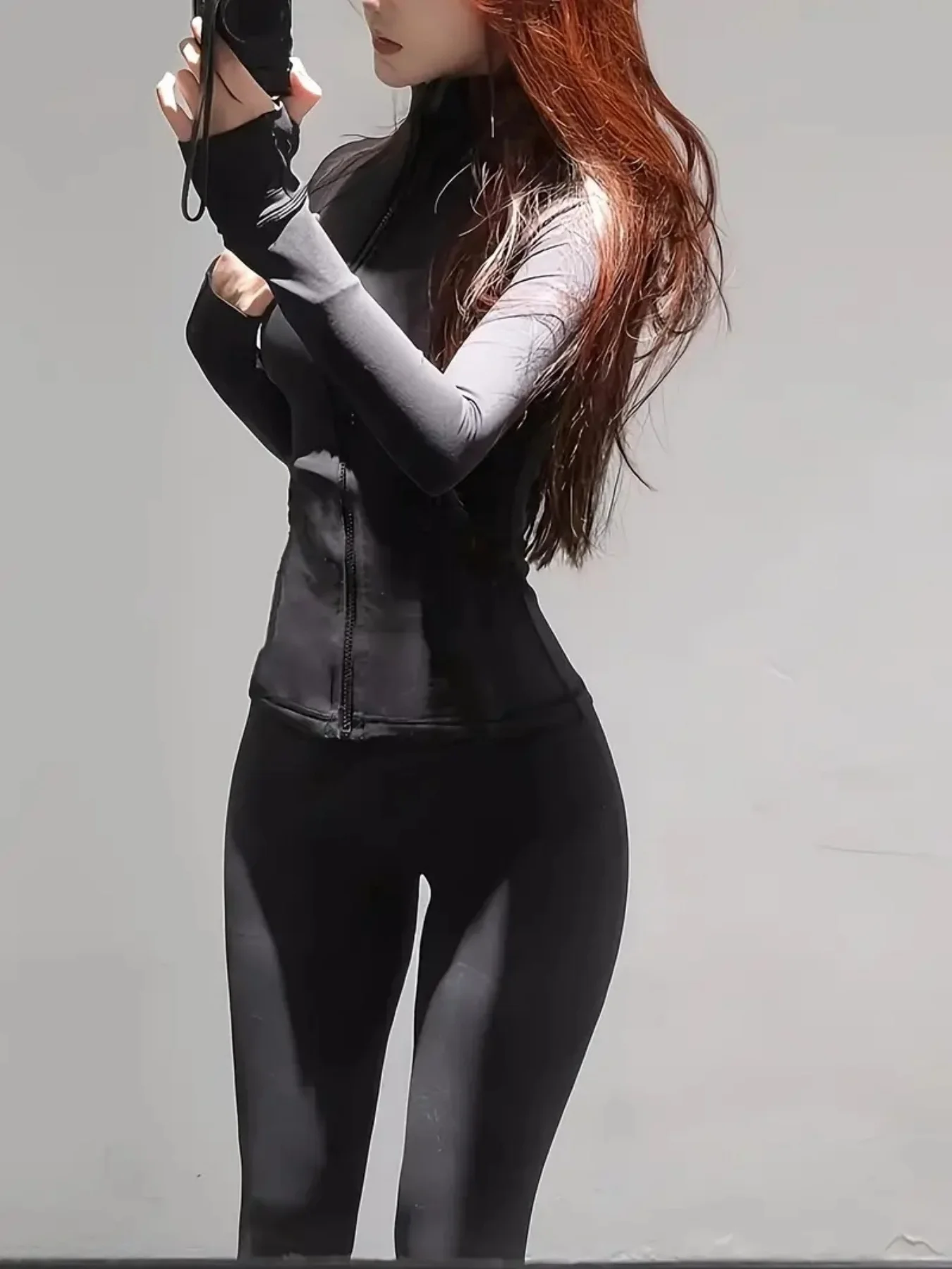 Women's Korean-Style Ins-Style Cardigan Yoga Top, New Long-Sleeve Jacket, Sportswear for Women, Slimming, Stretchy, Fitness, Exercise, Outdoor Running, Cycling, Casual Sports Jacket, Versatile for All Seasons, Trendy