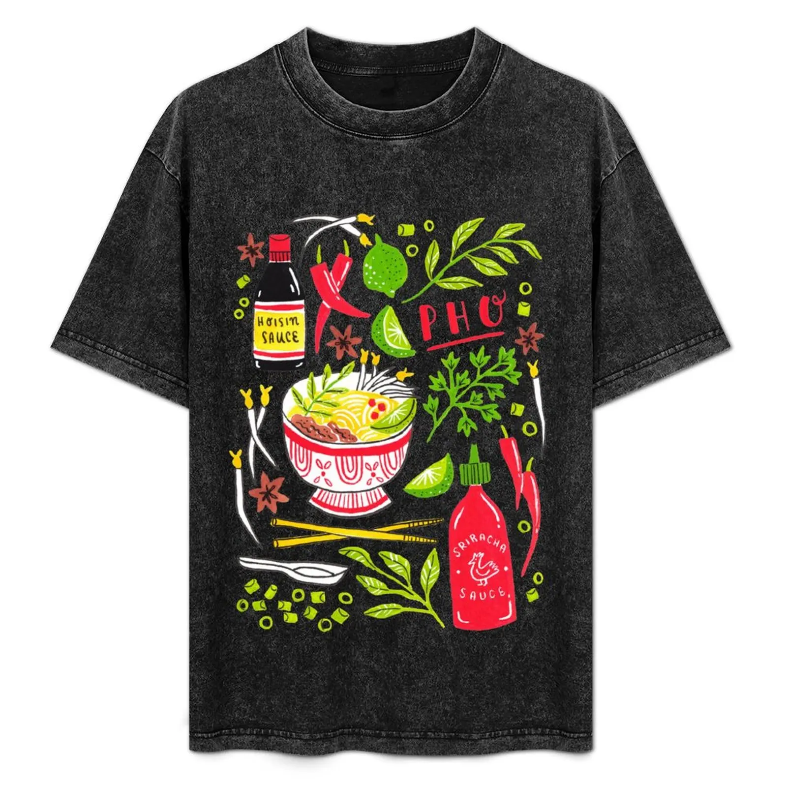 

Vietnamese Pho Soup Sriracha T-Shirt Casual Fashion Print Tee Top