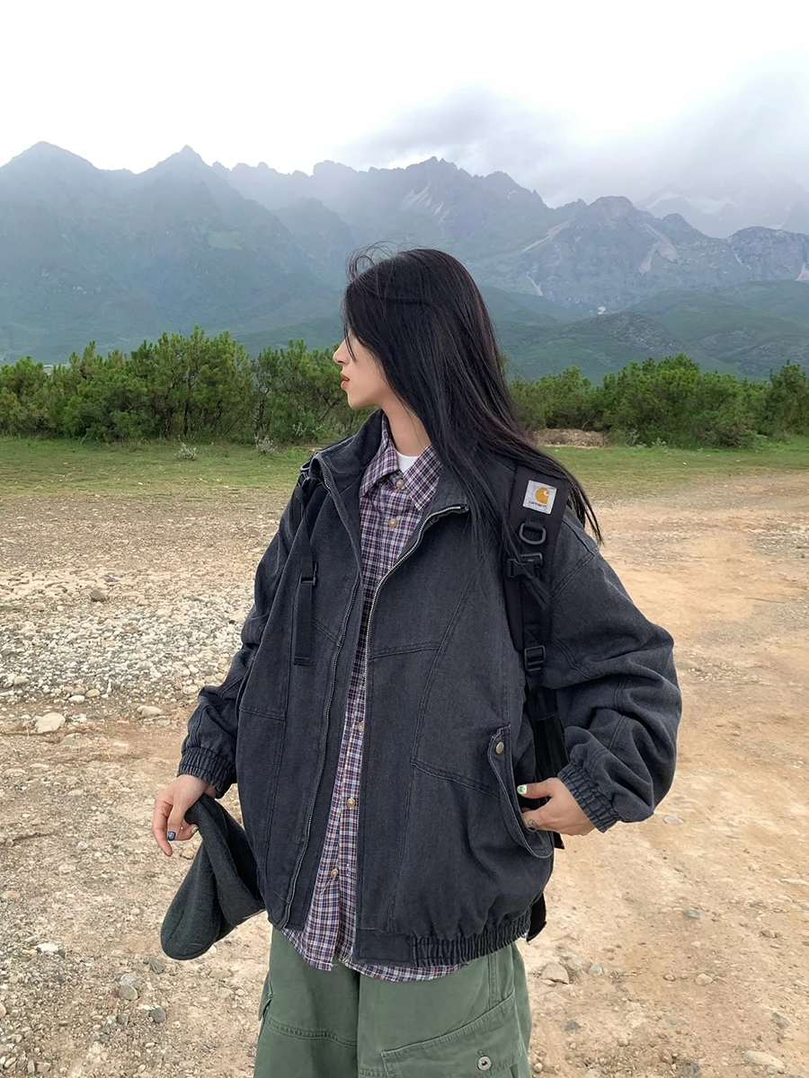 

Retro American Sle Loose Fit Jaet for Men And Women Spring Autumn Season Couple's Clothing Trendy Brand ort Coat