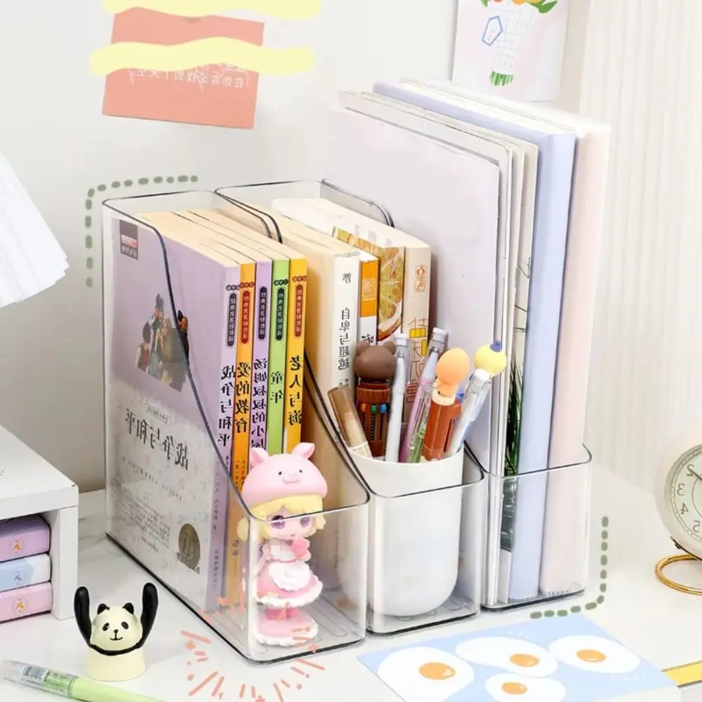 رف مجلة عمودي من الأكريليك، صندوق حفظ تخزين A4 شفاف وبسيط، منظم ملفات ورقية، مستلزمات سطح المكتب #4