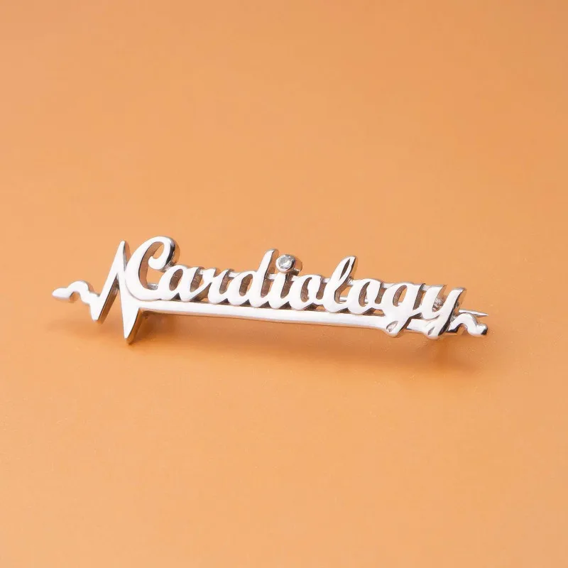 Harong New Cardiologist Medical Brooch Enamel Badge Pin for Brain Surgery Physician Nurse Silver Color Metal Jewelry Gift