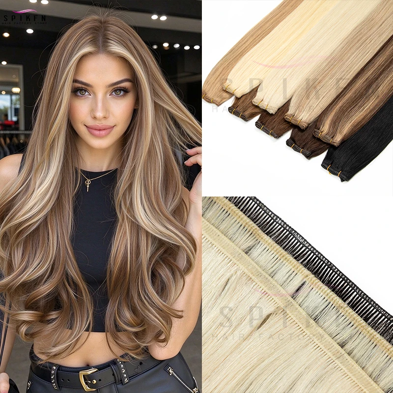 Straight Weft Human Hair Extensions Brazilian Hair Human Hair Sew in Extensions For Women