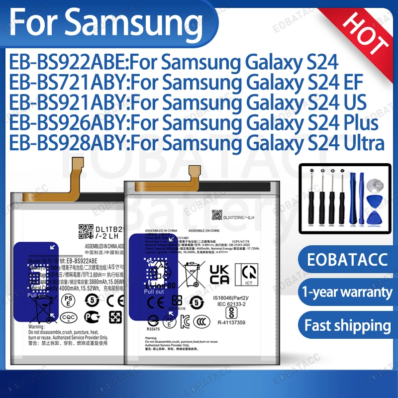 For Samsung Galaxy S24 FE US Plus Ultra Battery High Capacity Replacement Original Quality 0 Cycle 1 Year Warranty +Free Tools