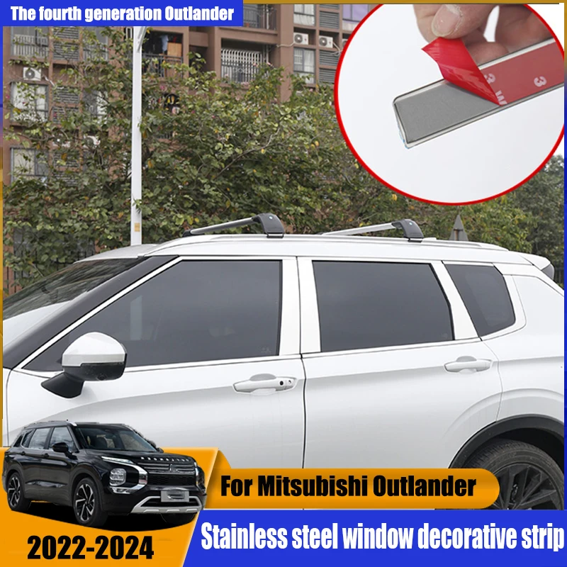 

For Mitsubishi Outlander 2023 Window decoration strip, stainless steel body glass pressure strip, sequin accessories