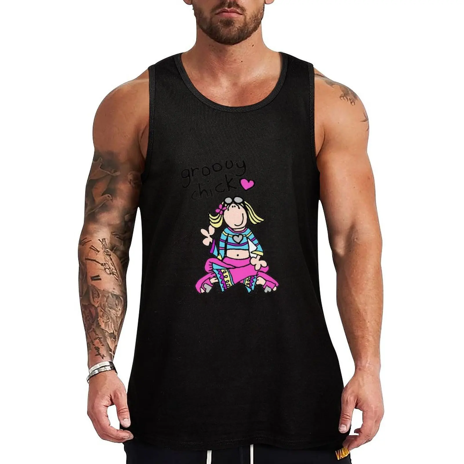 

Groovy Chick Girls 2000s Y2K vintage Tank Top Men's tops t-shirt Men's T-shirt Men's gym Gym wear