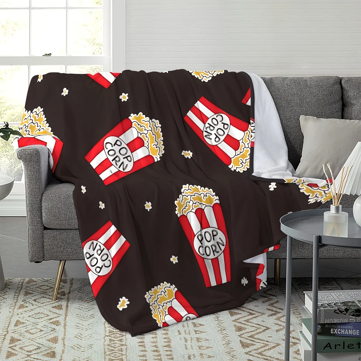 Popcorn Movie Night Blanket: Embrace the Fun Design, Ultra-Soft Fabric, and Cozy Vibes for Your Entertainment Home Decor
